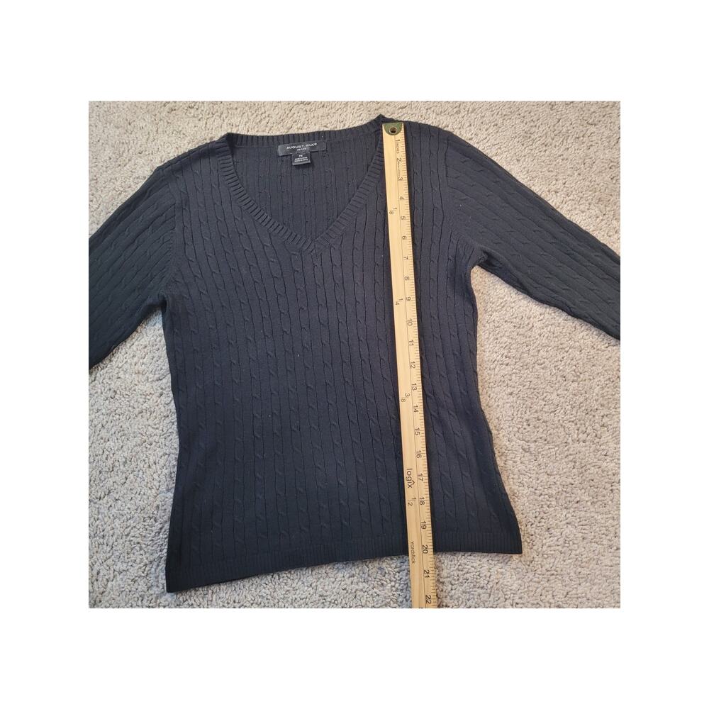 VTG August Silk Black Cable Knit Sweater PS Clueless Academia Y2K Chic - Picture 8 of 9